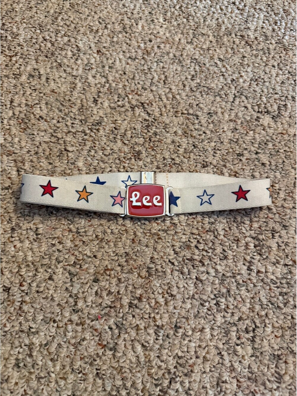 Lee vintage 80s kids magnet elastic star white belt